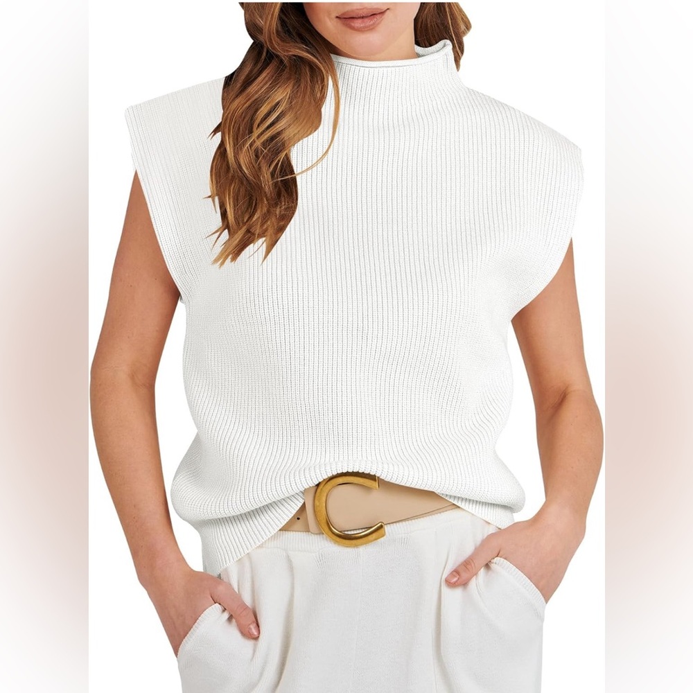 Amazon Women's Sleeveless Sweater Vest Trendy Summer Clothes White Small